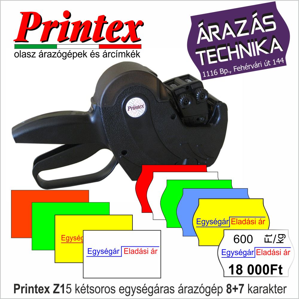 Printex Z15 kétsoros árazógép